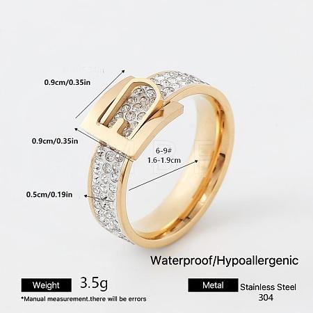 304 Stainless Steel Rhinestone Finger Rings for Couple FG1274-13-1