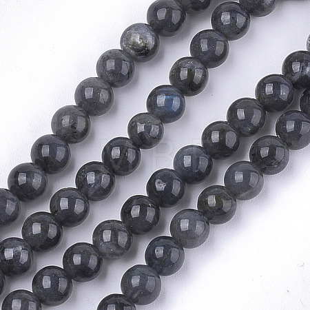 Natural Black Labradorite Beads Strands G-S333-6mm-021A-1