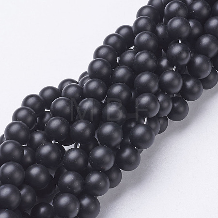 Natural Black Agate Beads Strands X-G-D543-8mm-1
