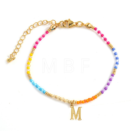 Brass Letter Charm Bracelets FM8278-13-1