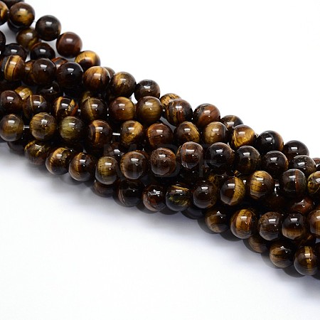 Natural Grade AB Tiger Eye Round Beads Strands G-YW0001-58B-1