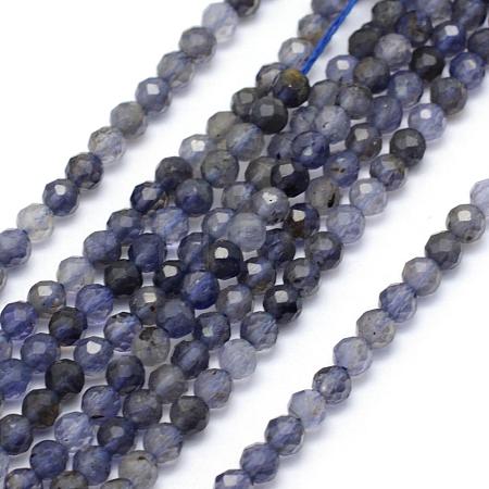 Natural Cordierite/Iolite/Dichroite Beads Strands G-E411-39-3mm-1
