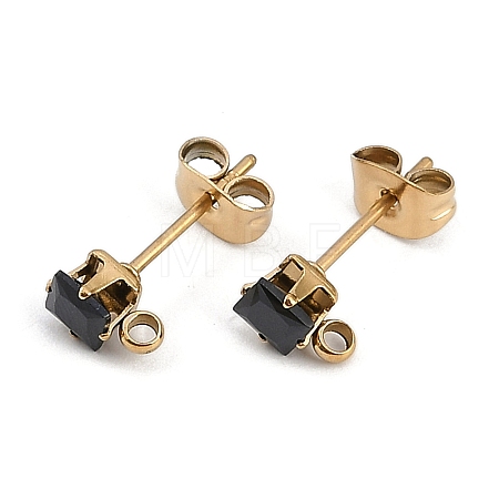 Ion Plating(IP) 304 Stainless Steel Cubic Zirconia Stud Earring Findings STAS-P373-06A-05-1