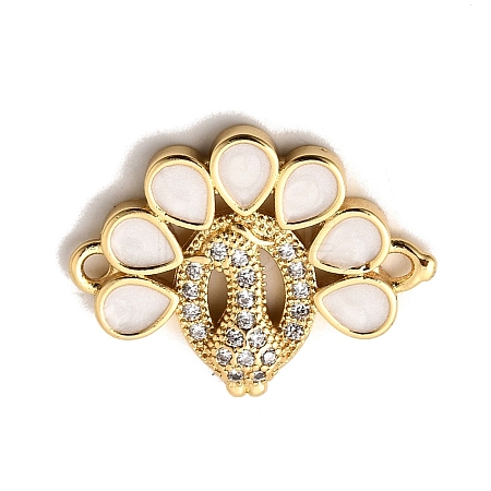 Brass Micro Pave Clear Cubic Zirconia Peacock Connector Charms KK-A296-23G-1