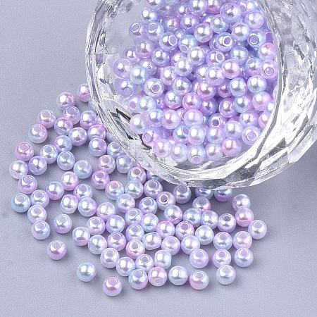 Rainbow ABS Plastic Imitation Pearl Beads OACR-Q174-12mm-01-1