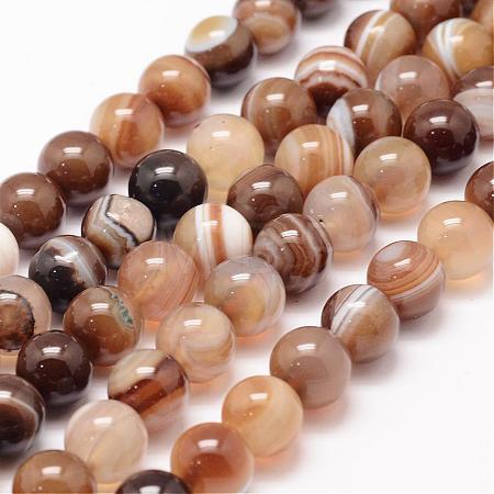 Natural Striped Agate/Banded Agate Bead Strands G-K155-A-10mm-14-1