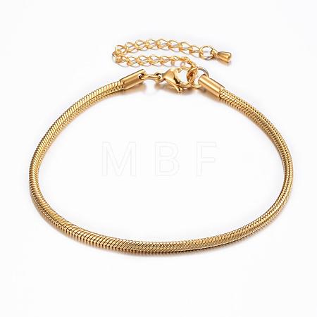 304 Stainless Steel Snake Chain Bracelets BJEW-H491-01G-1