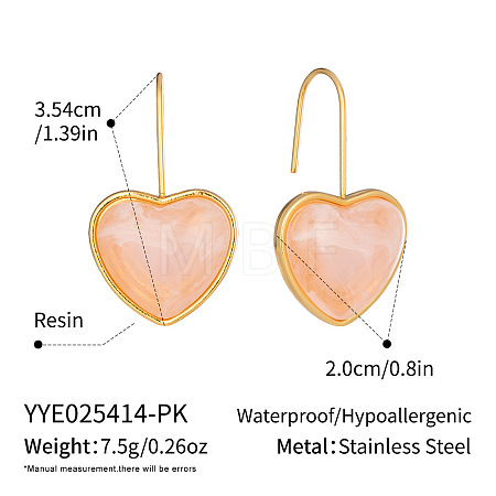Heart 304 Stainless Steel Dangle Earrings KD3316-2-1