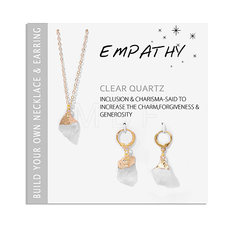 Nuggets Natural Quartz Crystal Pendant Necklaces & Earrings Sets for Women WG0BEC3-01-1