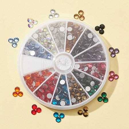 480Pcs 12 Colors Glass Flat Back Rhinestone RGLA-FS0001-05-1
