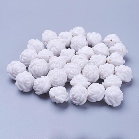 White Flower Acrylic Beads X-MACR-S635-16mm-2-1