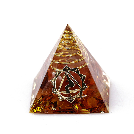 Chakra Pattern Orgonite Pyramid Resin Display Decorations G-PW0005-03C-1