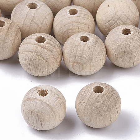 Undyed Natural Beech Wood Beads X-WOOD-T020-01A-1