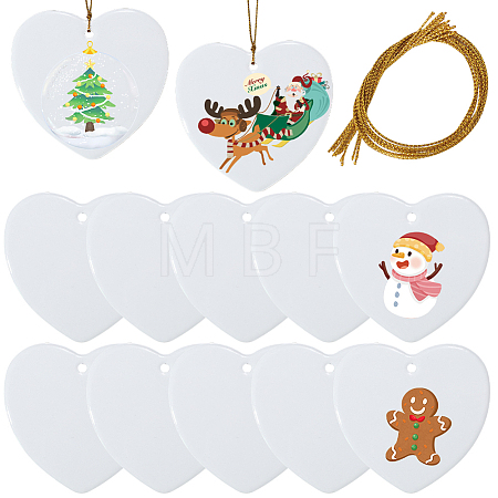 12Pcs Porcelain Heat Transfer Sublimation Blank Pendant Decorations AJEW-SP0002-19A-1