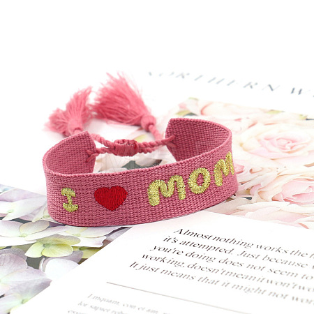 Mother's Day Adjustable Polyester Embroidery Braided Cord Bracelets FS-WGFCFA1-05-1
