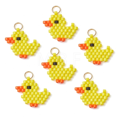 Glass Seed Beaded Pendants PALLOY-MZ01293-02-1
