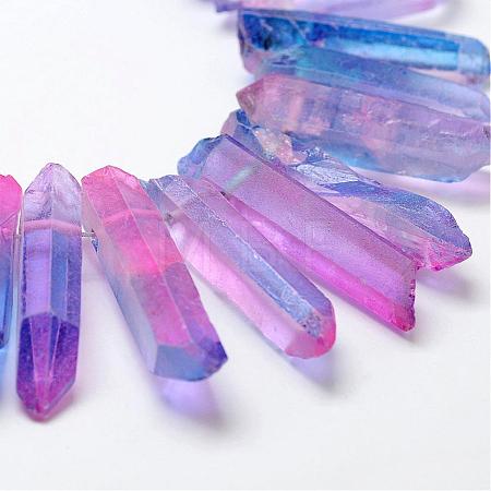 Electroplate Natural Quartz Crystal Beads Strands G-F462-01C-1
