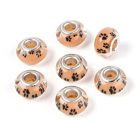 Large Hole Dog Paw Prints Pattern Resin European Beads OPDL-Q129-223A-1