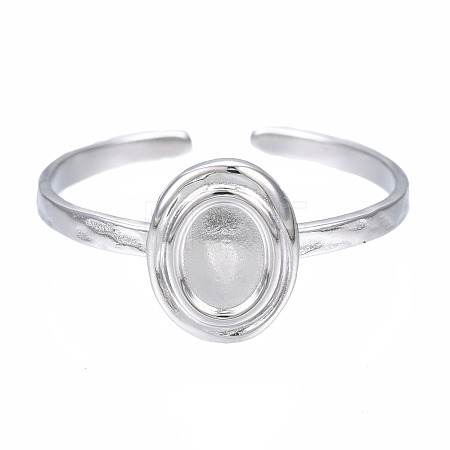Non-Tarnish 304 Stainless Steel Open Cuff Finger Ring Cabochon Settings STAS-T060-11P-1