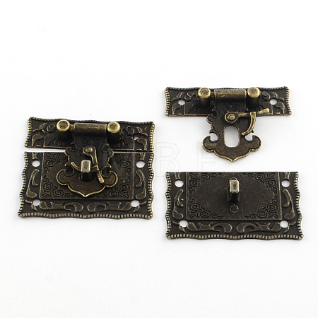 Wooden Box Lock Catch Clasps X-IFIN-R203-49AB-1