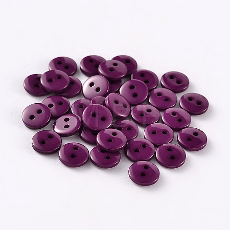 2-Hole Flat Round Resin Sewing Buttons for Costume Design BUTT-E119-18L-07-1