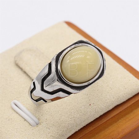 316L Surgical Stainless Steel and Synthetic Gemstone Finger Rings for Men FS-WG3E90C-04-1