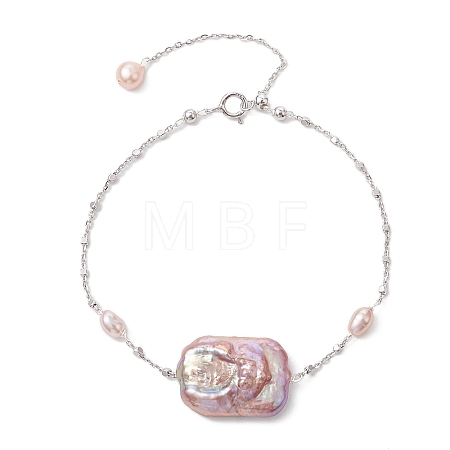 Natural Pearl Link Bracelets BJEW-P330-01P-1