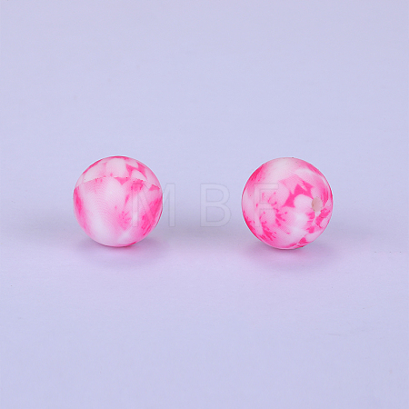 Printed Round Silicone Focal Beads SI-JX0056A-34-1