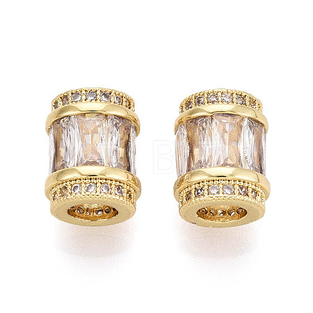 Brass Micro Pave Cubic Zirconia Beads KK-P237-02G-1