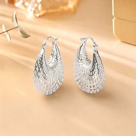 Hollow Brass Hoop Earrings for Women WG55E8D-02-1