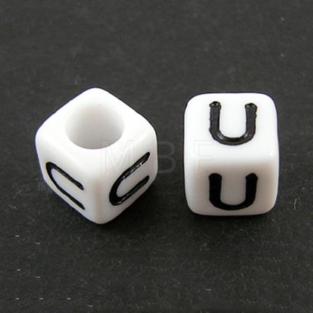 Letter Acrylic European Large Hole Beads X-OPDL-R050-10mm-U-1