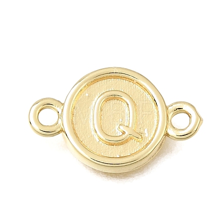 Brass Disc with Initial Links Connector Charms KK-E802-36G-Q-1