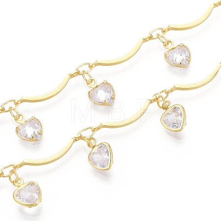 Brass Glass Scalloped Bar Chains CHC-T018-08G-1