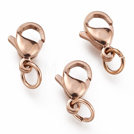 Ion Plating(IP) 304 Stainless Steel Lobster Claw Clasps STAS-G240-01C-RG-1
