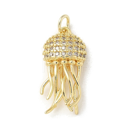 Brass Micro Pave Clear Cubic Zirconia Pendants KK-U046-02G-03-1
