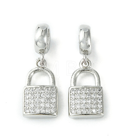 Rack Plating Brass Micro Pave Cubic Zirconia European Dangle Charms KK-K330-47P-1