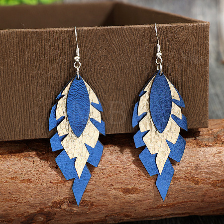 Zinc Alloy & Imitation Leather Dangle Earrings WG35889-01-1