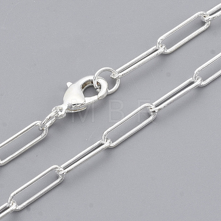 Brass Round Oval Paperclip Chain Necklace Making MAK-S072-04A-S-1