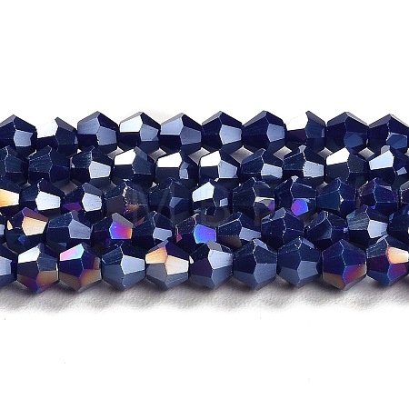 Opaque Solid Color Electroplate Glass Beads Strands EGLA-A039-P4mm-B10-1