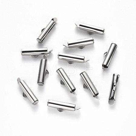 Non-Tarnish 304 Stainless Steel Slide On End Clasp Tubes X-STAS-S115-01E-P-1
