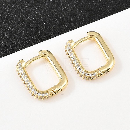 Rectangle Brass Clear Cubic Zirconia Stud Earrings EJEW-A156-12A-G-1