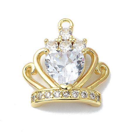 Rack Plating Real 18K Gold Plated Brass Micro Pave Cubic Zirconia Pendants KK-B084-18G-1