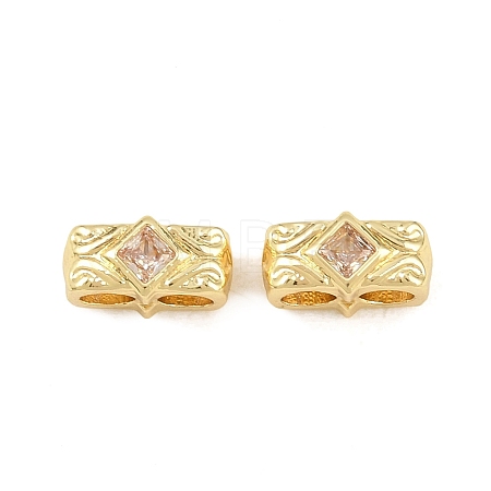 Brass Micro Pave Clear Cubic Zirconia Slide Charms KK-Z151-05G-1