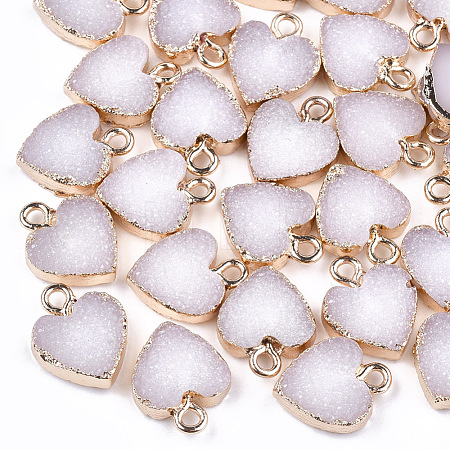 Electroplate Druzy Resin Pendants RESI-S366-01H-1