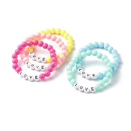 Opaque Acrylic Beads Stretch Bracelet for Kid BJEW-JB06587-1