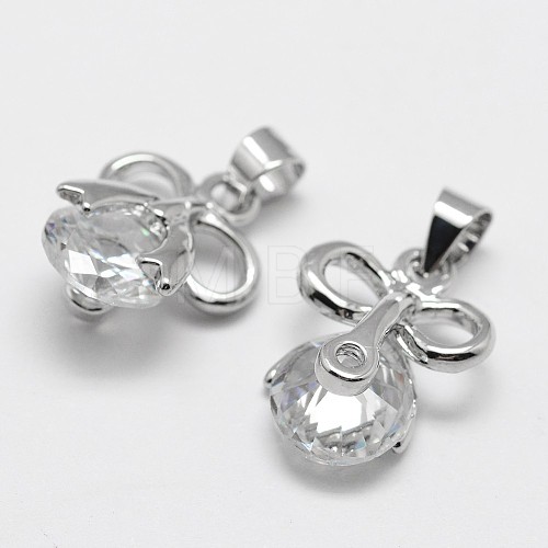 Brass Cubic Zirconia Charms ZIRC-P045-02-1