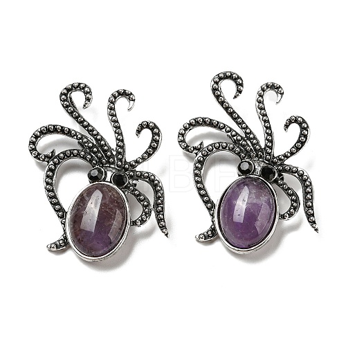 Natural Amethyst Octopus Brooch G-Z050-01D-1