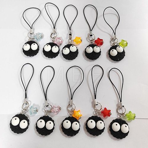 Coal Ball Opaque Resin Mobile Straps HJEW-AB00192-1