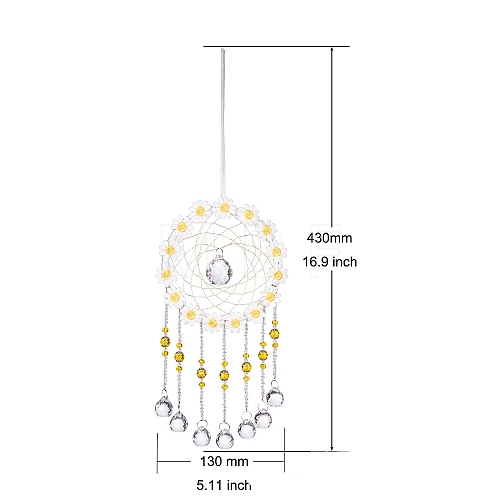 Woven Web/Net with Glass Round Pendant Decorations PW-WG61351-02-1