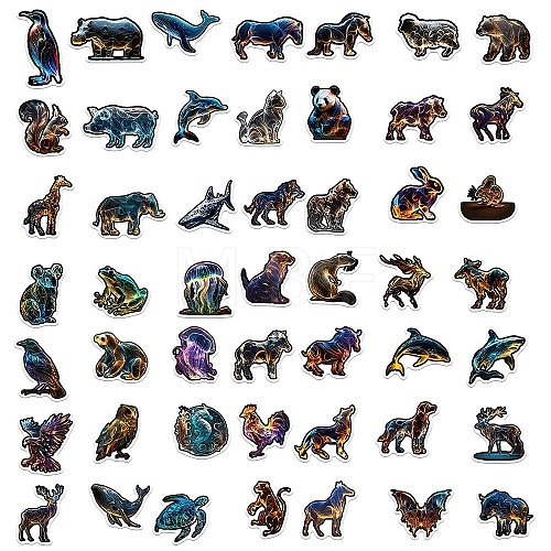 50Pcs Animals PVC Waterproof Sticker Labels STIC-PW0024-06-1